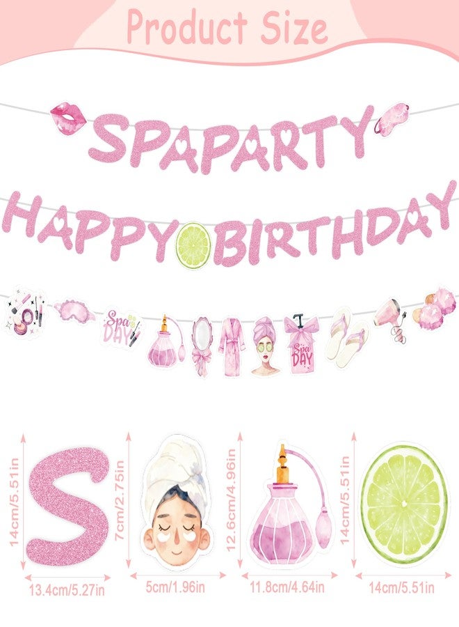 EoBeCy Spa Birthday Party Decorations, 28 Pcs Spa Banner, 1 Cake Toppers & 24 Cupcake Picks for Girls' Pampering Theme Celebration, Sleepover Party Supplies - Image 2