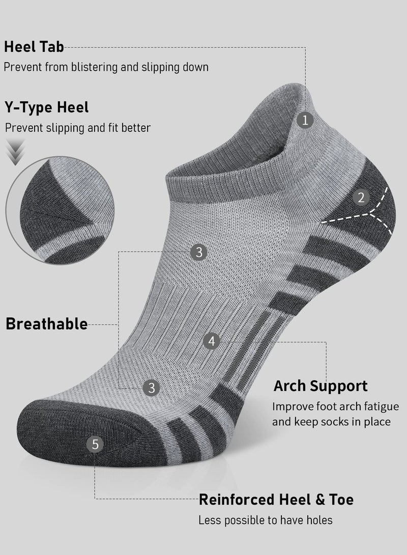 Ankle Athletic Running Socks Cushioned Breathable Low Cut Sports Tab Socks for Men and Women (6 Pairs) - Image 3