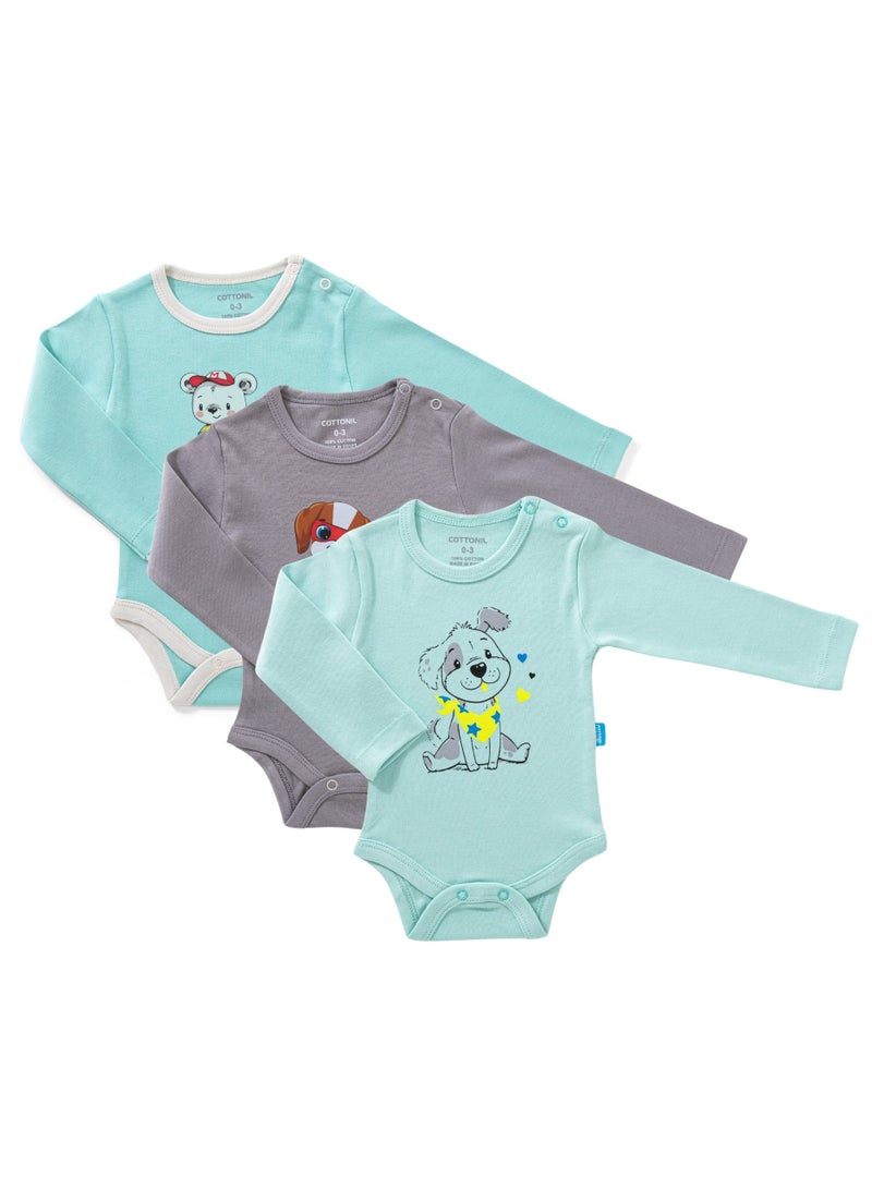 COTTONIL Pack of 3 Cotton Long Sleeve Bodysuit for Baby - Image 2