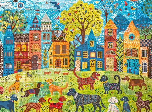 Cross & Glory Cross Glory Colorful Canines A Dog Park Day 1000 Piece Jigsaw Puzzle for Adults Whimsical Premium Quality Vibrant Design Satin Finish 20 x 27 Inches - Image 1