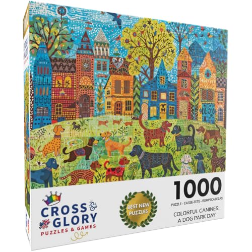 Cross & Glory Cross Glory Colorful Canines A Dog Park Day 1000 Piece Jigsaw Puzzle for Adults Whimsical Premium Quality Vibrant Design Satin Finish 20 x 27 Inches - Image 5