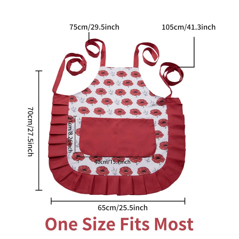 Alex Virtue Vintage Floral Apron for Women with Functional Pockets Adjustable Neck Strap for Cooking Baking Mother's Gift (rose) - Image 5
