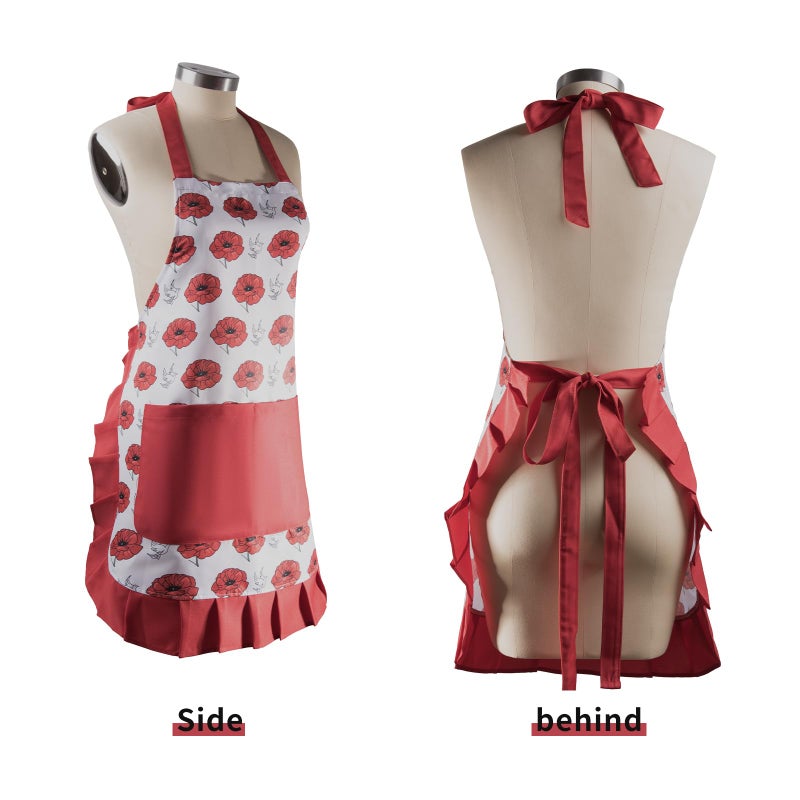 Alex Virtue Vintage Floral Apron for Women with Functional Pockets Adjustable Neck Strap for Cooking Baking Mother's Gift (rose) - Image 2
