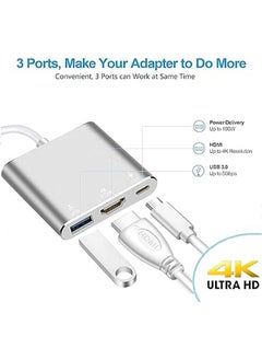 Generic USB Type-C to HDMI 3-in-1 adapter, 4K video converter with 3.0 and Type-C charging ports, USB-C Digital AV multi-port adapter for Mac devices (silver)  - Image 5