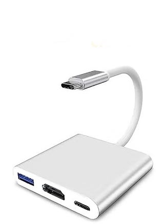 USB Type-C to HDMI 3-in-1 adapter, 4K video converter with 3.0 and Type-C charging ports, USB-C Digital AV multi-port adapter for Mac devices (silver) - pzsku/Z36B8A12E105FA457EBC0Z/45/1748939424/4f1756fa-2a07-4301-a153-ba0153c86cd7