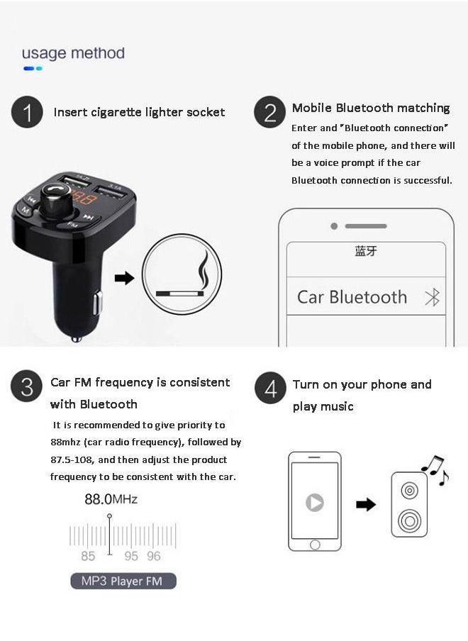 Car Bluetooth Mp3 Player Automobile Fm Transmitter Car Phone Music USB Flash Disk