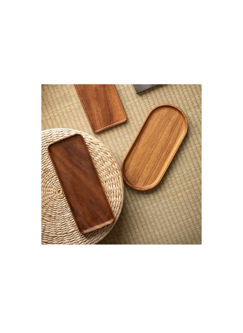 MIBRU Coffee Wood Serving Tray Serve Tea Coffee Or Breakfast In Bed Classic Wooden Decorative Serving Tray Brown Rectangular 30X12X1.2Cm  - Image 3