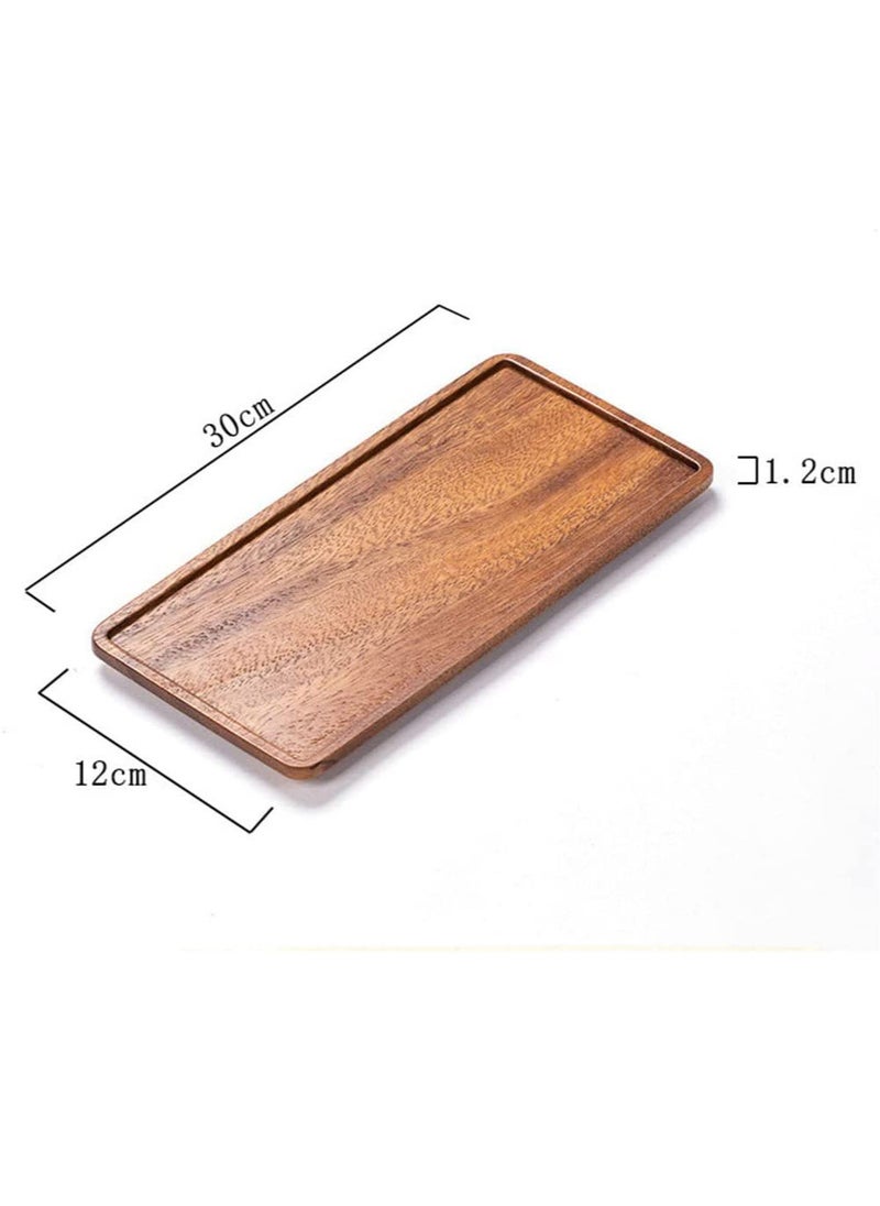 MIBRU Coffee Wood Serving Tray Serve Tea Coffee Or Breakfast In Bed Classic Wooden Decorative Serving Tray Brown Rectangular 30X12X1.2Cm  - Image 2