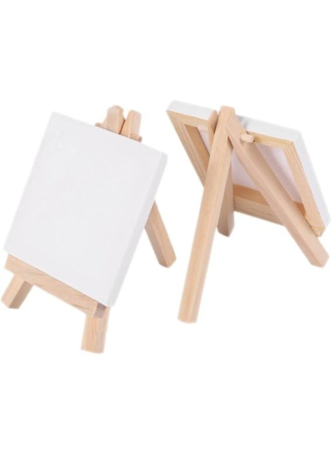 طقم حوامل ثلاثية القوائم خشبية صغيرة مع لوح قماش للرسم قابل للتمدد، عبوة من 12 قطعة، للأعمال الفنية اليدوية - Image 2