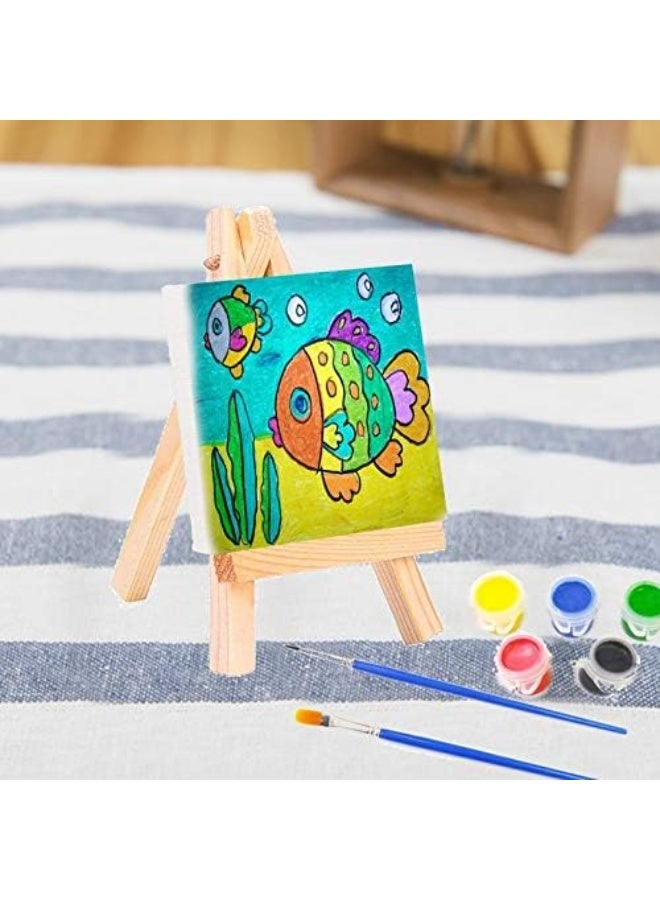 طقم حوامل ثلاثية القوائم خشبية صغيرة مع لوح قماش للرسم قابل للتمدد، عبوة من 12 قطعة، للأعمال الفنية اليدوية - Image 5