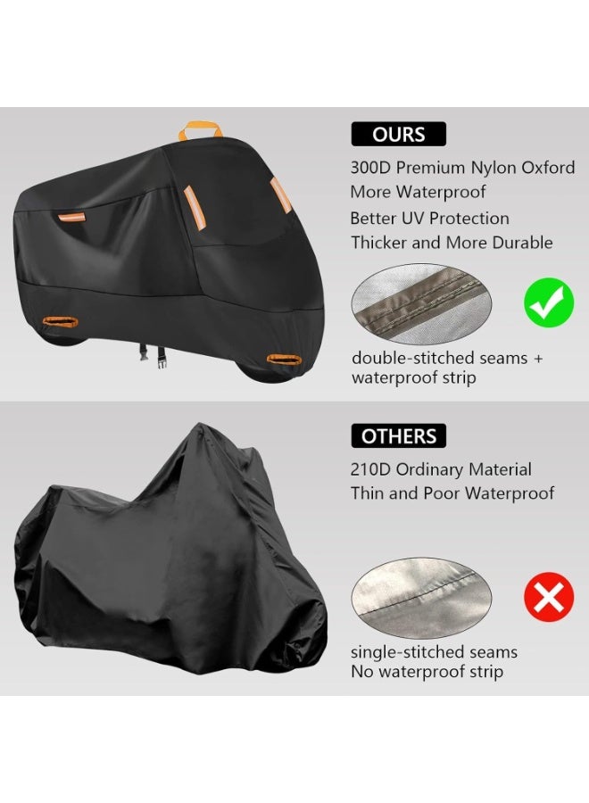 Soofam Motorcycle Bike Cover Waterproof Outdoor, Motorcycle Bike Covers for Outside Storage Motorbike Accessories Fit for Honda VTX 1300 C Fat Bob Kawasaki Vulcan 900 Kawasaki KLR 650 (3XL: 104" x 41" x 50") - Image 3