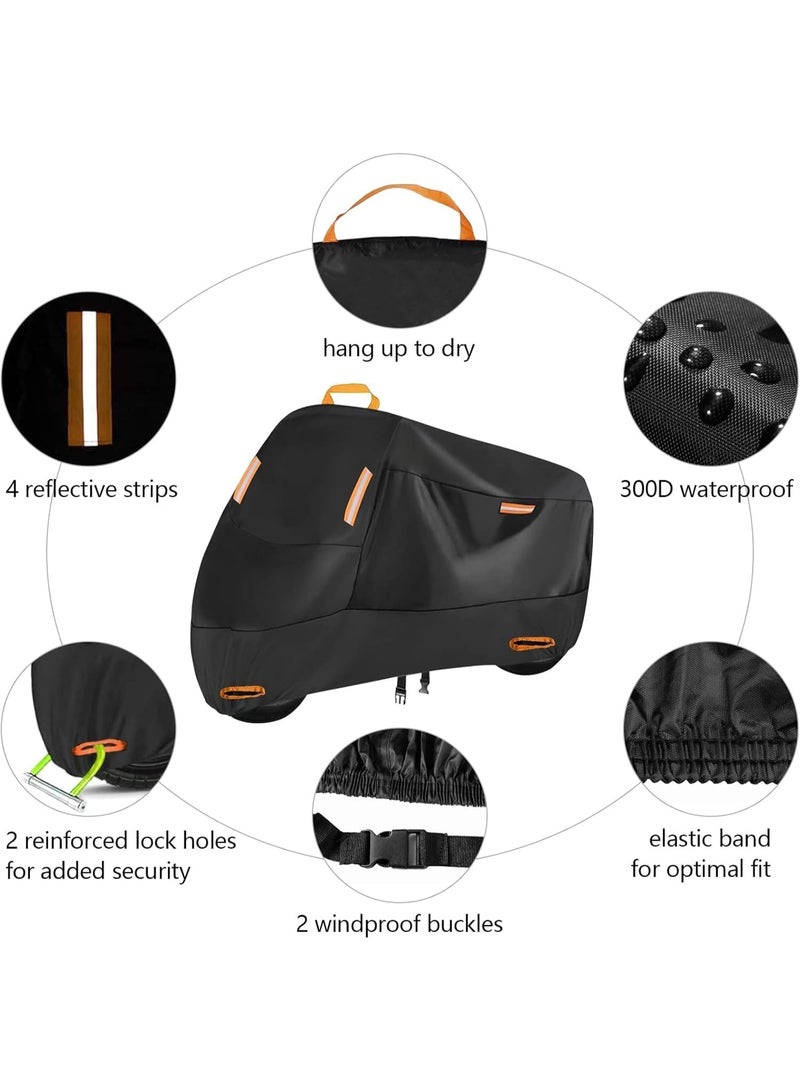 Soofam Motorcycle Bike Cover Waterproof Outdoor, Motorcycle Bike Covers for Outside Storage Motorbike Accessories Fit for Honda VTX 1300 C Fat Bob Kawasaki Vulcan 900 Kawasaki KLR 650 (3XL: 104" x 41" x 50") - Image 2