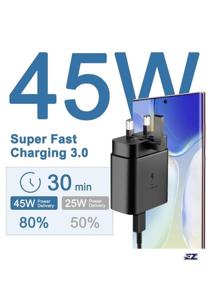 MUNTAQI شاحن سريع فائق 45 واط USB C - حزمة 2 لSamsung - محول طاقة لجالاكسي S23 ألترا، S23+، S23، S22 ألترا، S21+، A53، A54، Z Fold 4، Z Flip 4، جالاكسي تاب S8/S7 - قابس TYPE C مع كابل بطول 1.8 م - Image 2