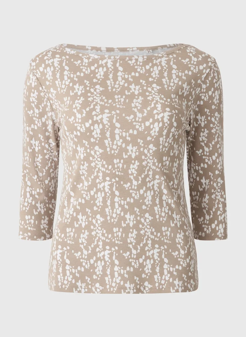 ماتلان تيشيرت بأكمام ثلاثة أرباع بنقوش لون