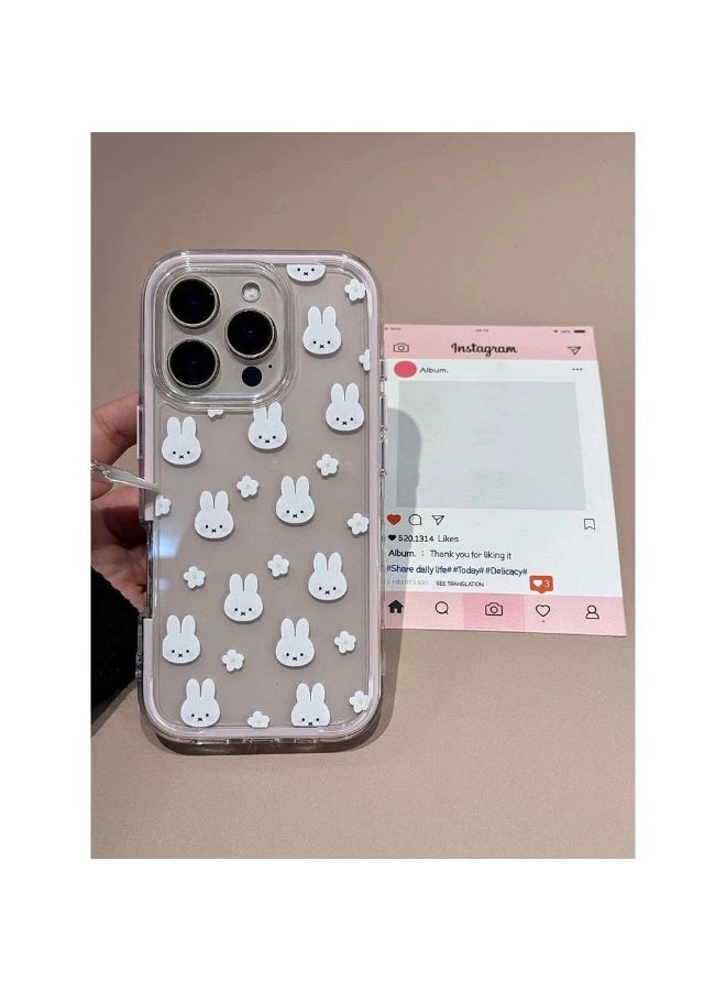 NIBEMINENT Flower Miffy Rabbit Protective TPU Case Cover For IPhone 15 Pro Max, Pink - Image 2