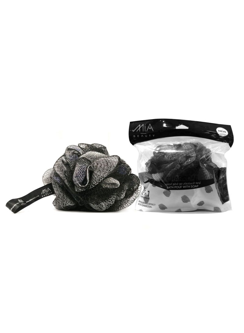 Mia Bath Pouf With Charcole Soap 120gm