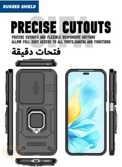 راجيد شيلد حافظة Honor 200 Lite 5G مع غطاء كاميرا منزلق، غطاء هاتف مقاوم للصدمات وشديد التحمل من الدرجة العسكرية مع مسند لهاتف Honor 200 LITE 5G 6.7 بوصة، أسود  - Image 4