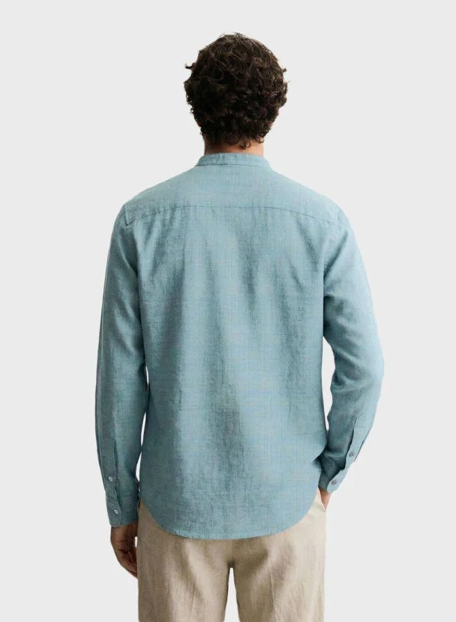 The Indian Garage Co Men Relaxed Fit Textured Round Neck Full Sleeves Shirt