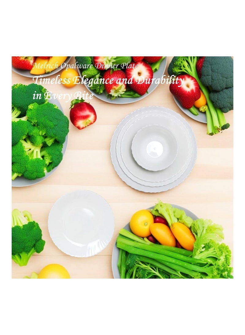 Melrich طقم عشاء ميلريتش 33 قطعة من الأوبال 6 أطباق عشاء 6 أطباق حلوى 6 أطباق شوربة 6 سلطانيات 6 ملاعق شوربة 1 وعاء تقديم 1 مغرفة 1 طبق تقديم آمن في غسالة الصحون والميكروويف - Image 5