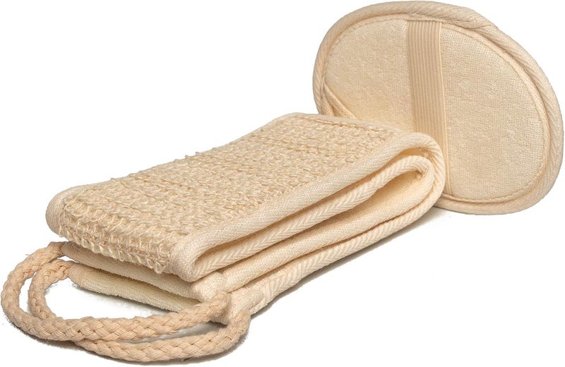 Nara Loofah lufa Sponge Set one face Sponge one Back and Body Scrubber and a Suction Clip Sponges to exfoliate Your Body and face - Image 2