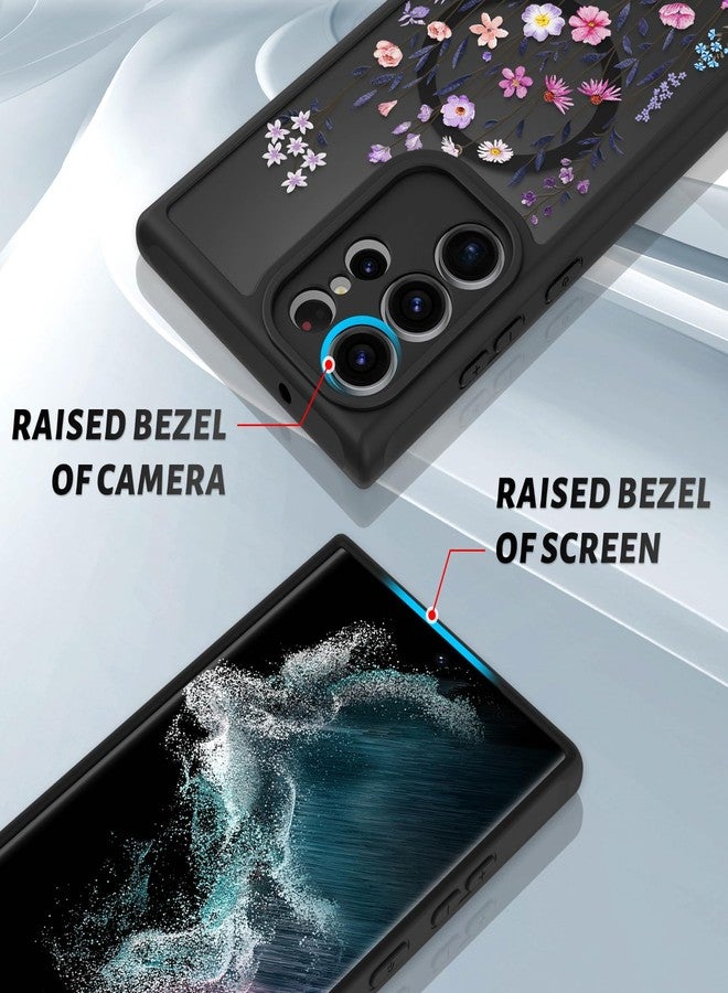 OOK Case for Samsung Galaxy S22 Ultra 6.8 Inch (Wireless Charging Compatible) Floral Flowers Translucent Phone Cover Soft TPU + Hard PC Anti-Scratch Shockproof Magnetic Case for Women - Image 3