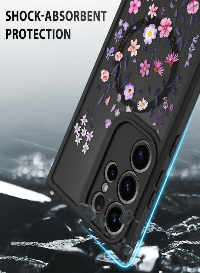 OOK Case for Samsung Galaxy S22 Ultra 6.8 Inch (Wireless Charging Compatible) Floral Flowers Translucent Phone Cover Soft TPU + Hard PC Anti-Scratch Shockproof Magnetic Case for Women - Image 4