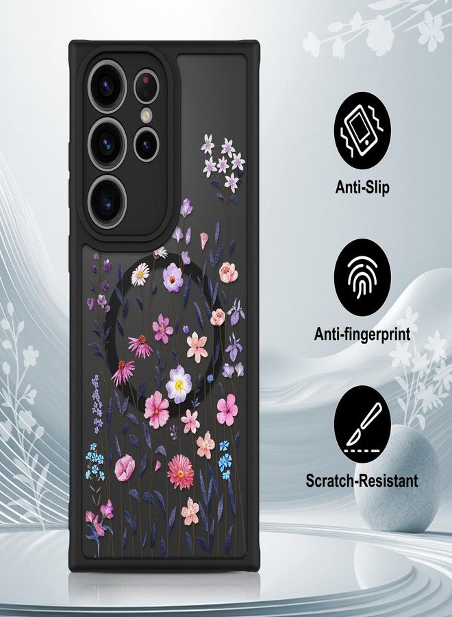 OOK Case for Samsung Galaxy S22 Ultra 6.8 Inch (Wireless Charging Compatible) Floral Flowers Translucent Phone Cover Soft TPU + Hard PC Anti-Scratch Shockproof Magnetic Case for Women - Image 5