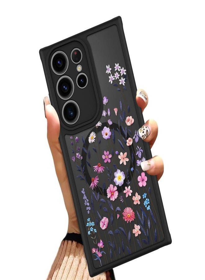 OOK Case for Samsung Galaxy S22 Ultra 6.8 Inch (Wireless Charging Compatible) Floral Flowers Translucent Phone Cover Soft TPU + Hard PC Anti-Scratch Shockproof Magnetic Case for Women - Image 1