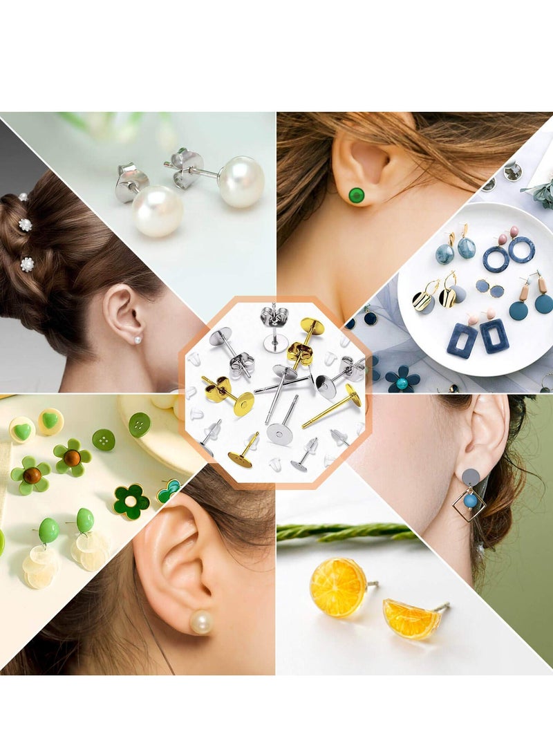 Excefore Earring Posts and Backs, 2000Pcs Hypoallergenic Earring Studs, with Stainless Steel Earring Posts and Earring Backs for Studs, for Leather Stud, Pearl Jewelry Making - Image 3