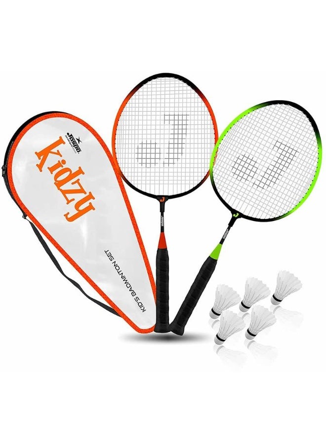 Jaspo Jaspo Kidzy Steel Badminton Racket Set with 5pc. Feather Shuttlecock Badminton Kit - Image 1