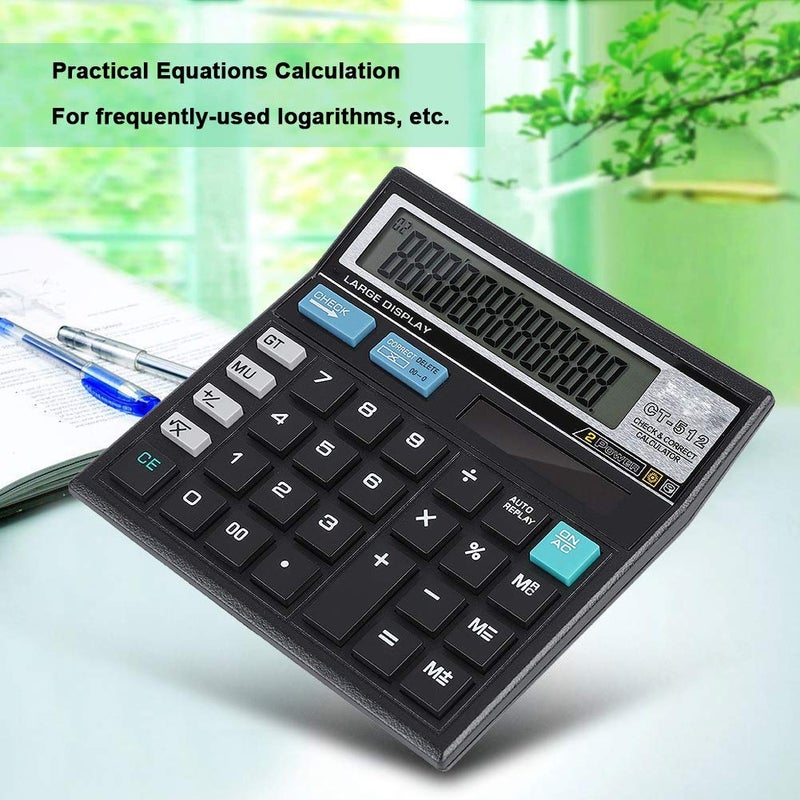 12 Bit Large Screen Solar Scientific Calculator with Data Check Office Finance Functions - Image 3