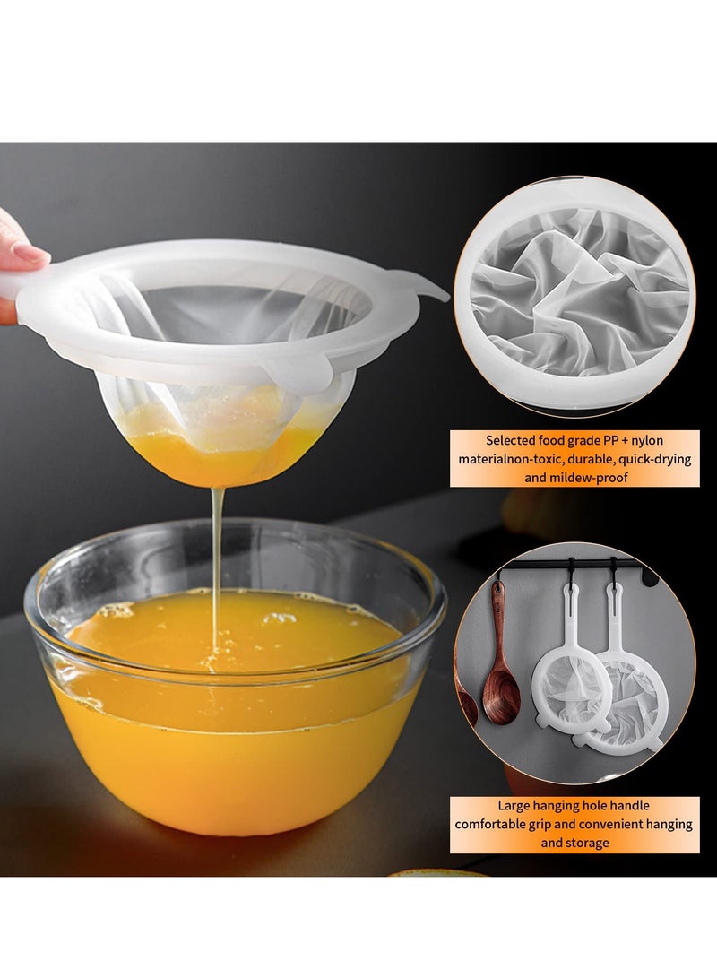 3-Piece Fine Mesh Strainer Set with Hanging Ears & Bonus Presser - Ideal for Soy Milk, Tea, Juice, Cold Brew Coffee, Yogurt, Honey, and Kitchen Residue Separation (120/200/300 Mesh)  - Image 5