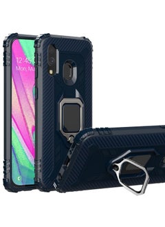 Case Cover For Samsung Galaxy A20e Carbon Fiber Protective Case with 360 Degree Rotating Ring Holder (Blue)