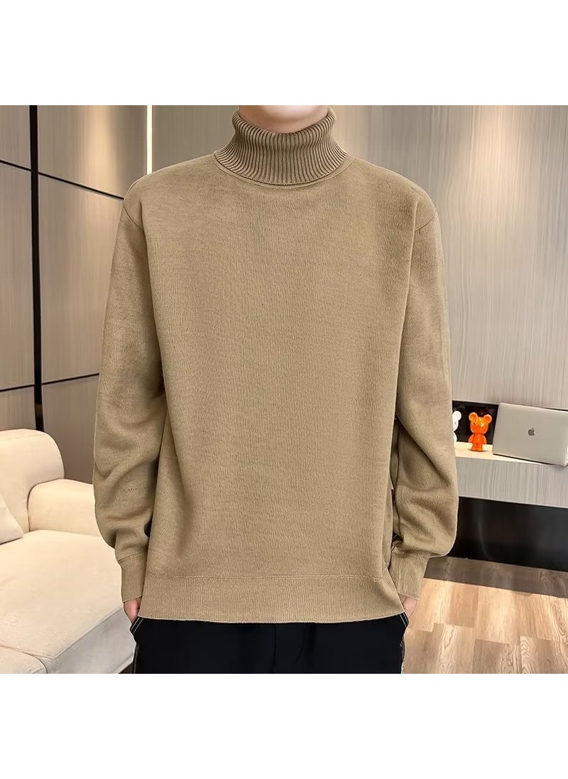 Generic - 2023 Autumn Winter Mens Slim Turtleneck Sweater Camel - Image 1