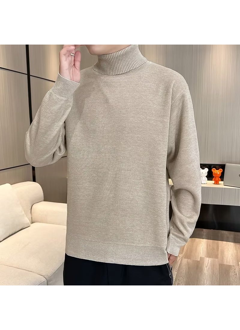 Generic - 2023 Autumn Winter Mens Slim Turtleneck Sweater Camel - Image 1