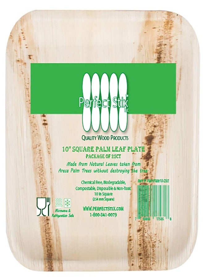Perfectware Palm Plate 10-25 10" Palm Leaf Disposable Plates, 10" Length, 10" Width, 3.5" Height (Pack of 25) - Image 1