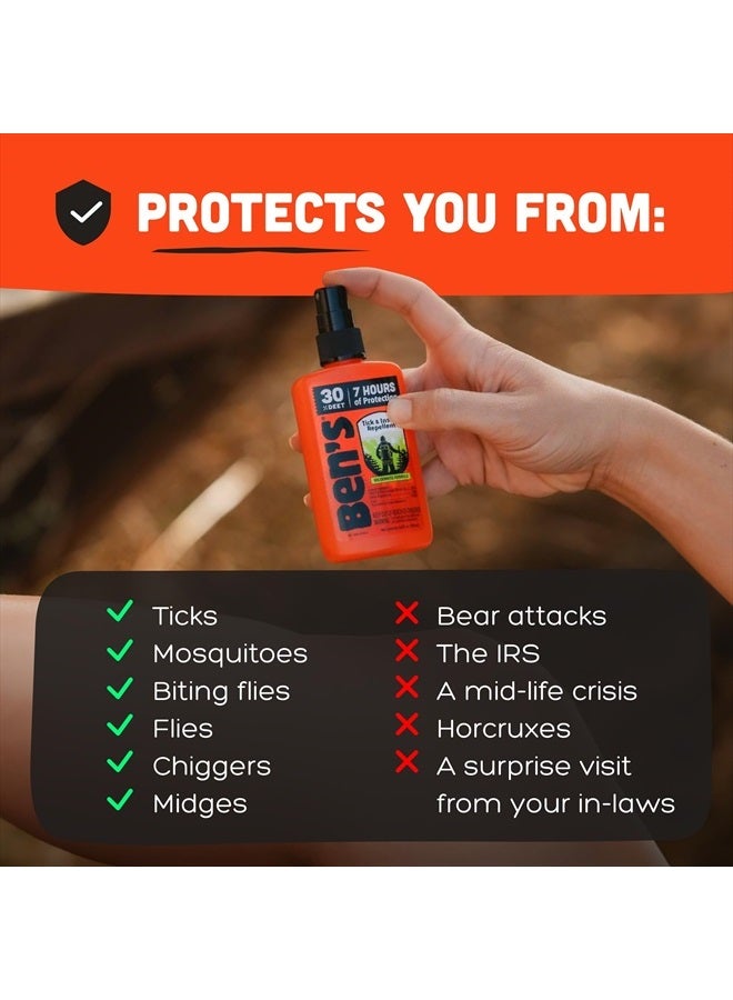 Ben's Tick & Insect Repellent - Travel Size Bug Spray with 30% DEET for Mosquitoes, Ticks & More - Up to 7 Hours of Protection - Fragrance-Free - 3.4 oz (4 Pack)  - Image 4