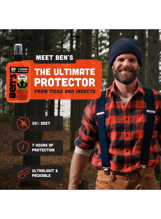 Ben's Tick & Insect Repellent - Travel Size Bug Spray with 30% DEET for Mosquitoes, Ticks & More - Up to 7 Hours of Protection - Fragrance-Free - 3.4 oz (4 Pack)  - Image 2