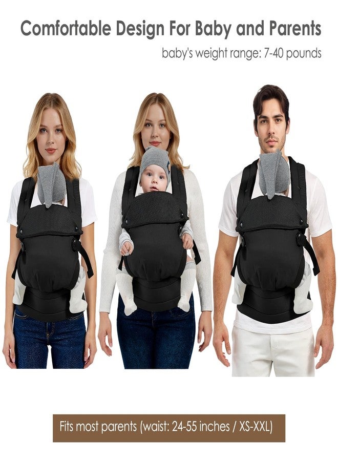 MISSWISDOM Baby Carrier Newborn to Toddler, Adjustable Toddler Carrier, Baby Holder Carrier, Kangaroo Infant Carriers with Widen Shoulder Straps, Black - Image 2