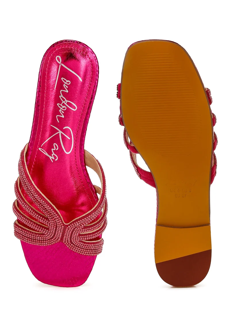 London Rag Fuchsia Rhinestone Cut Out Flats