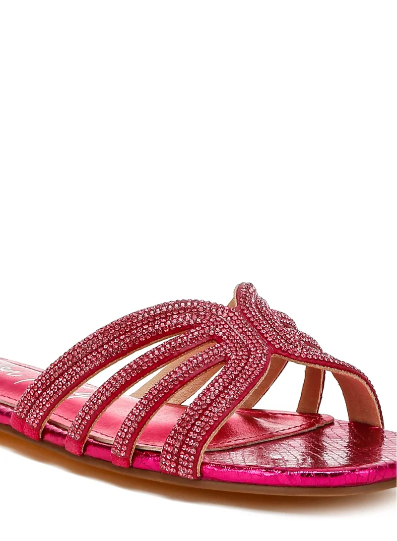 London Rag Fuchsia Rhinestone Cut Out Flats
