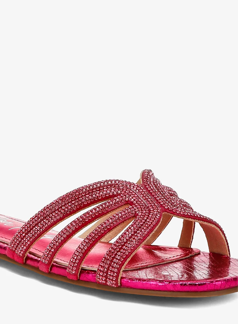 London Rag Fuchsia Fuchsia Rhinestone Cut Out Flats for Women | Best Price UAE