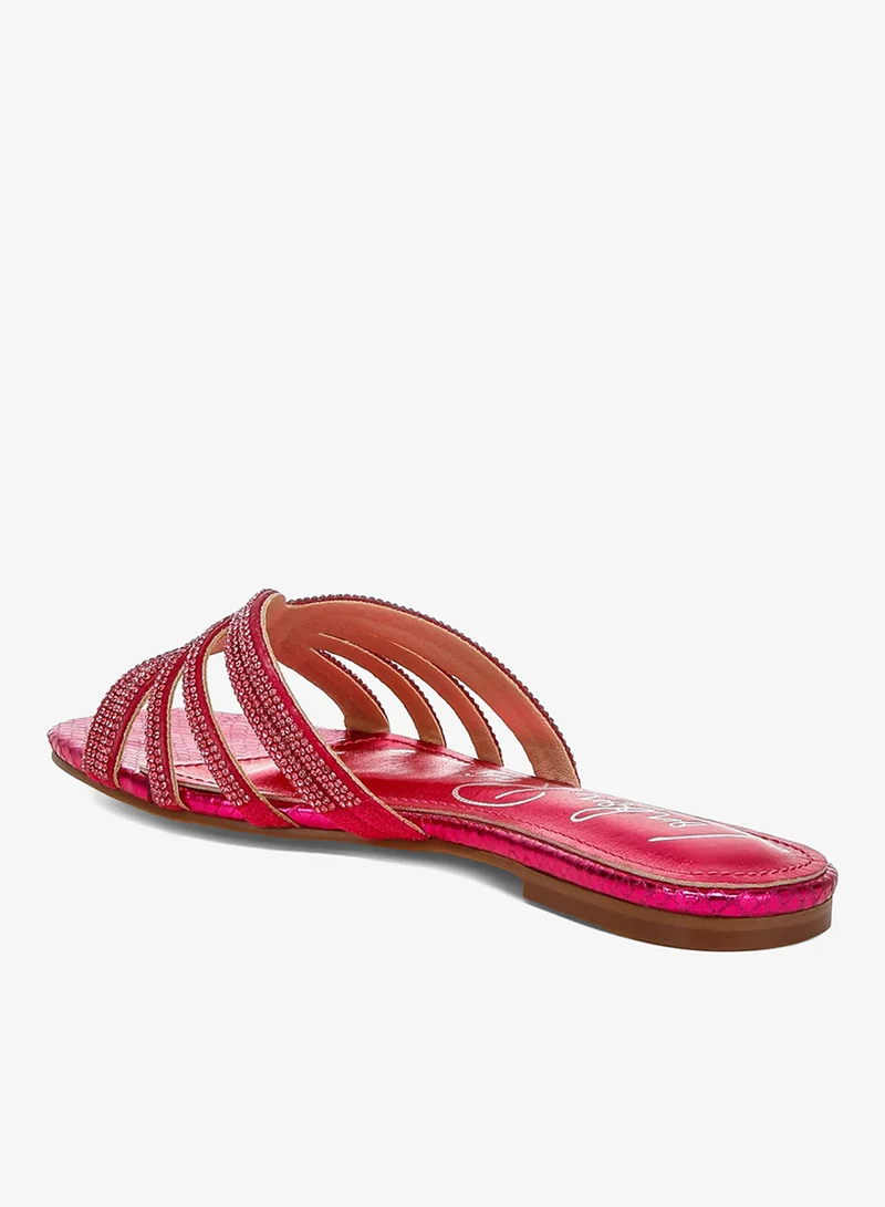 London Rag Fuchsia Fuchsia Rhinestone Cut Out Flats for Women | Best Price UAE