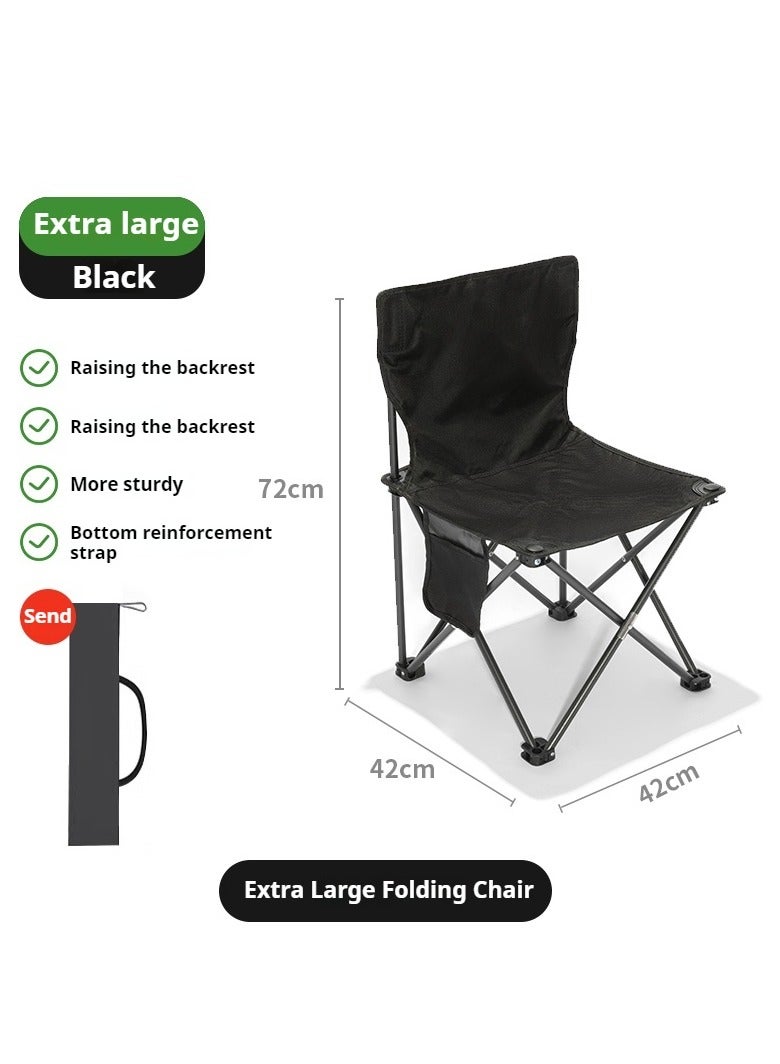 Generic camping chairs (black), portable folding camping chairs, outdoor folding chairs, folding fishing stools with backrest, adult camping chairs, chairs - Image 1