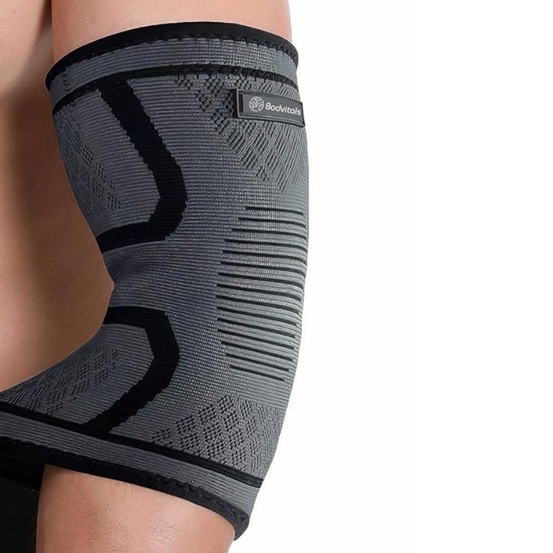 BODVITALS Elbow Compression Sleeve | Elbow Brace for Tendonitis and Tennis Arm for Women | Arm Supports Golfer Support | Arm Pain Relief for Women & Men | Tennis Arm Brace (S) - Image 1