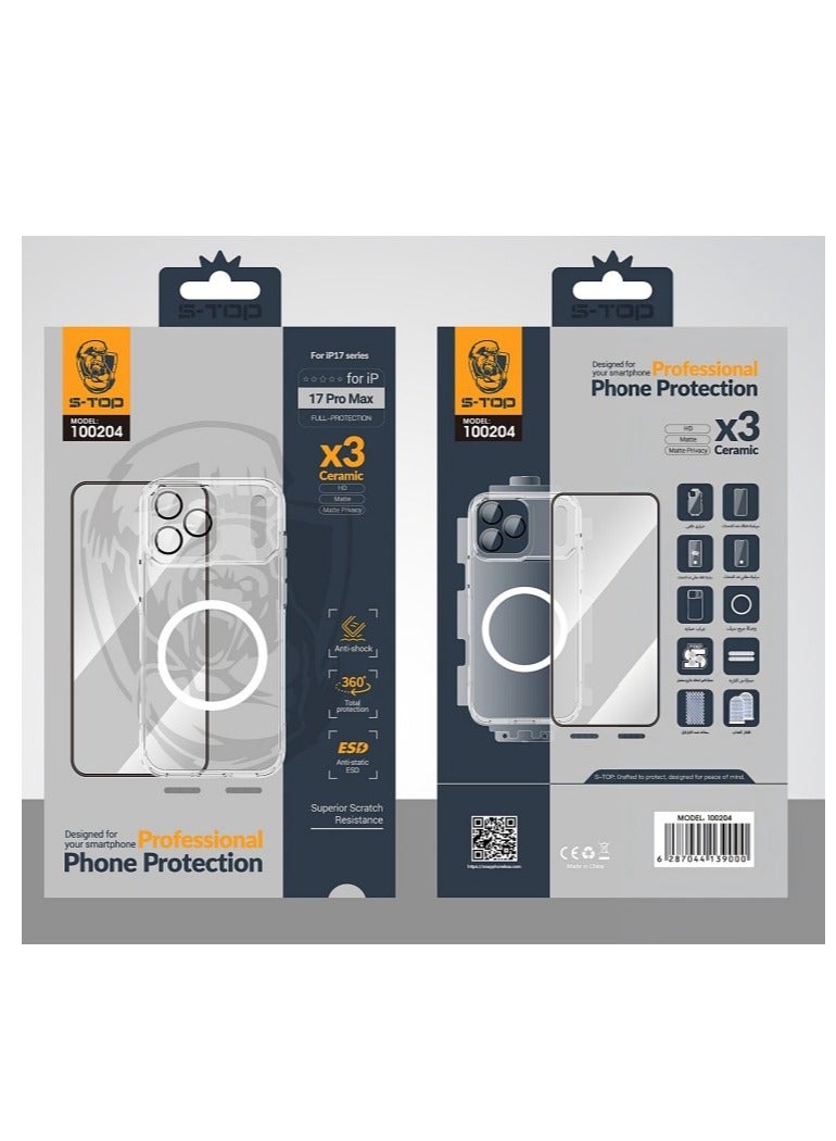 اس-توب بكج الحماية (10in1) البكج المتكامل والاصلي لهاتف ايفون 17 برو المقاوم للكسر والخدوش - Image 1