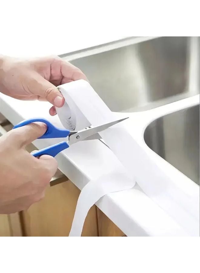 White Waterproof PVC Adhesive Tape Durable for Bathroom Kitchen 087 Inches 12598 Inches - Image 5