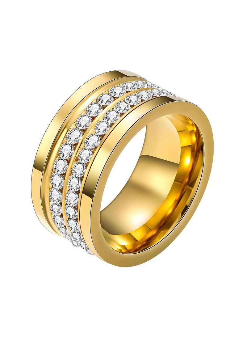 Kaaf creations 18K gold plated Stainless steel finger ring for women and girls,Ring size : 6 Intensity,waterproof, cubic zirconia, hypoallergenic, long lasting and does not tarnish, - Image 1