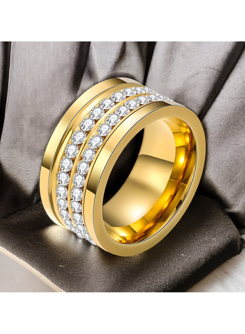 Kaaf creations 18K gold plated Stainless steel finger ring for women and girls,Ring size : 6 Intensity,waterproof, cubic zirconia, hypoallergenic, long lasting and does not tarnish, - Image 2