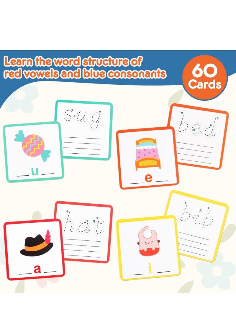 Excefore Building Block Toy, Wooden Reading Letters CVC Word Spelling Games, Montessori Educational Toy, Homeschool Classroom Phonic Games, Suitable for 3 4 5 Years Old Kids - Image 5